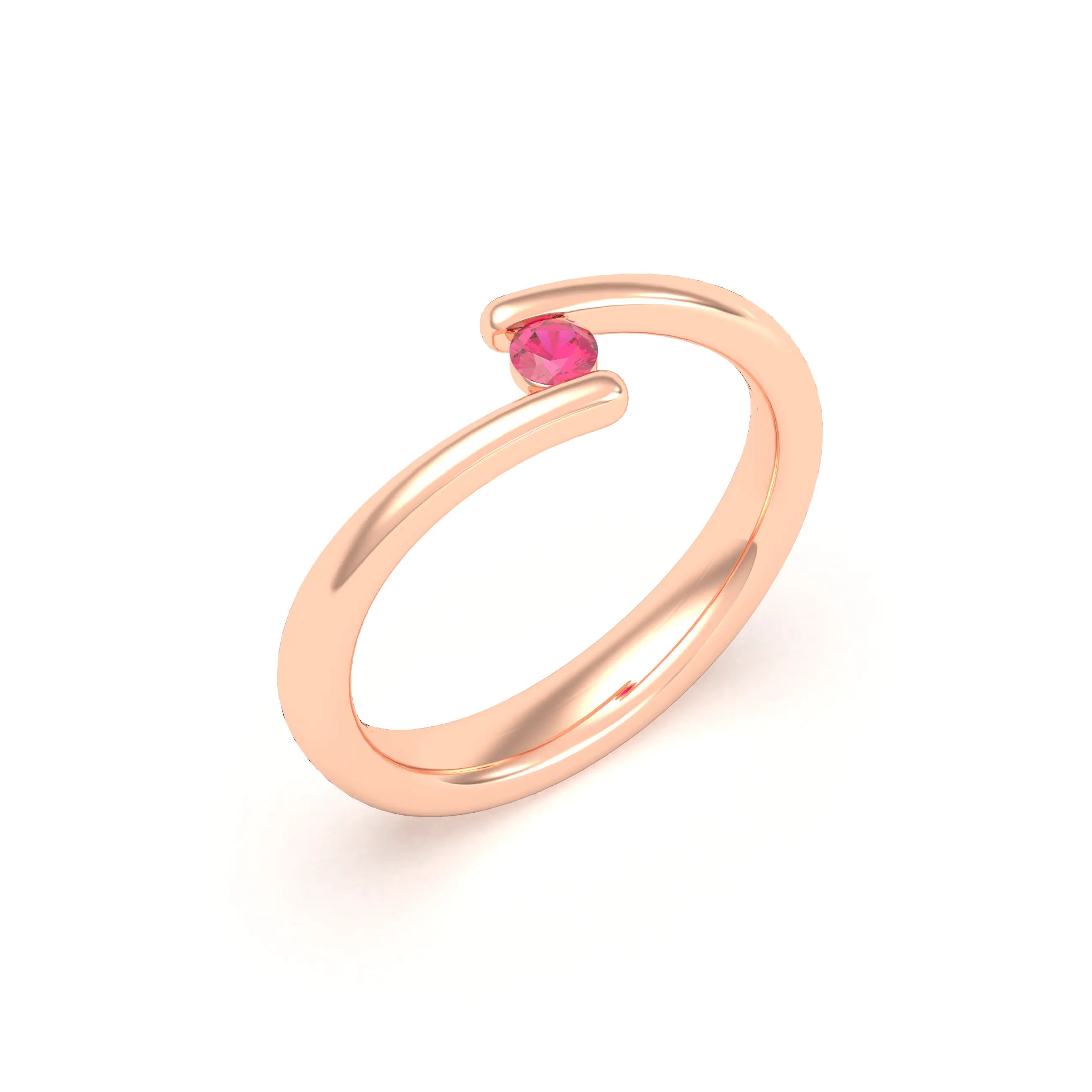 Bague Solitaire Naples en Or Rose 18k – La Poésie Précieuse Rubis