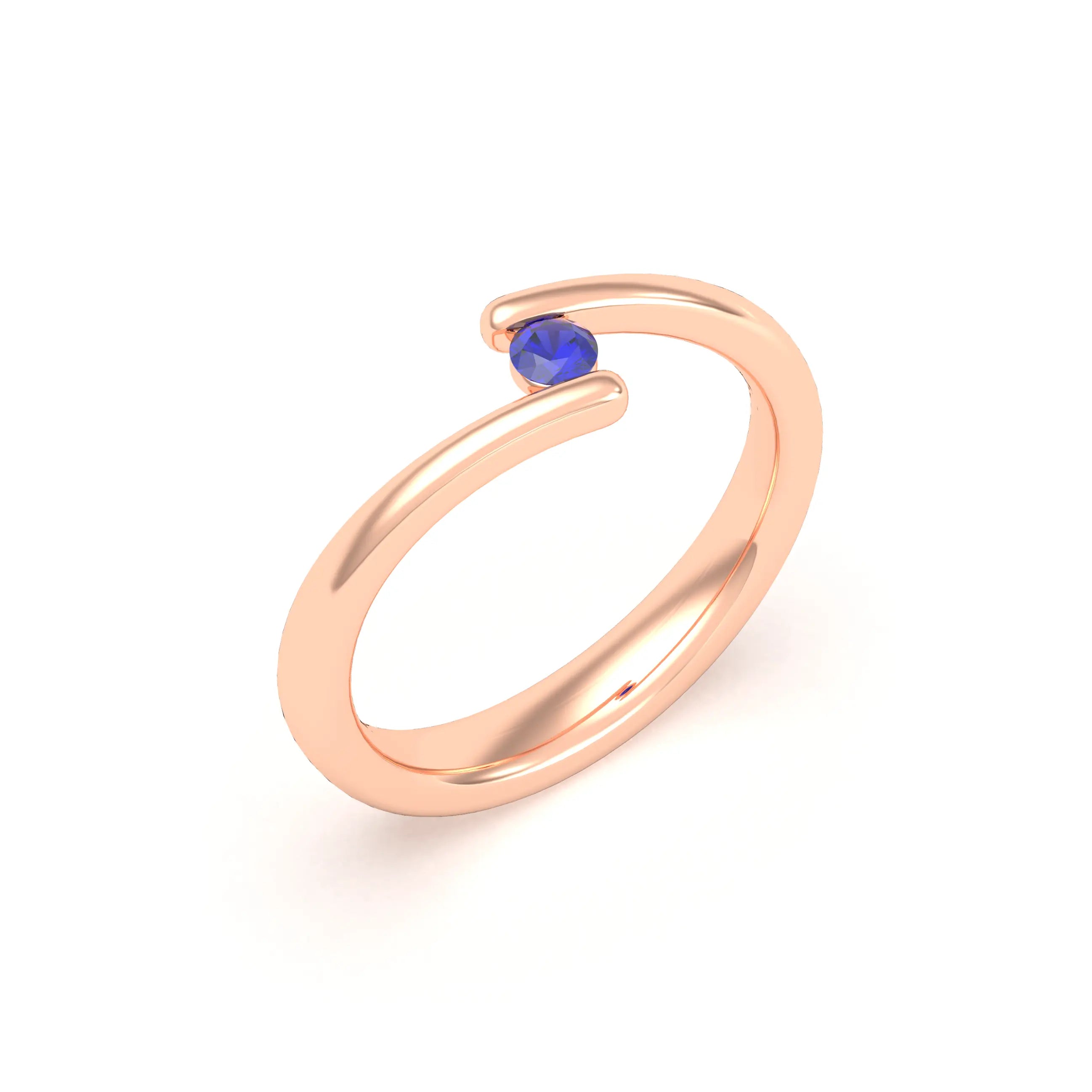 Bague Solitaire Naples en Or Rose 18k – La Poésie Précieuse Saphir bleu