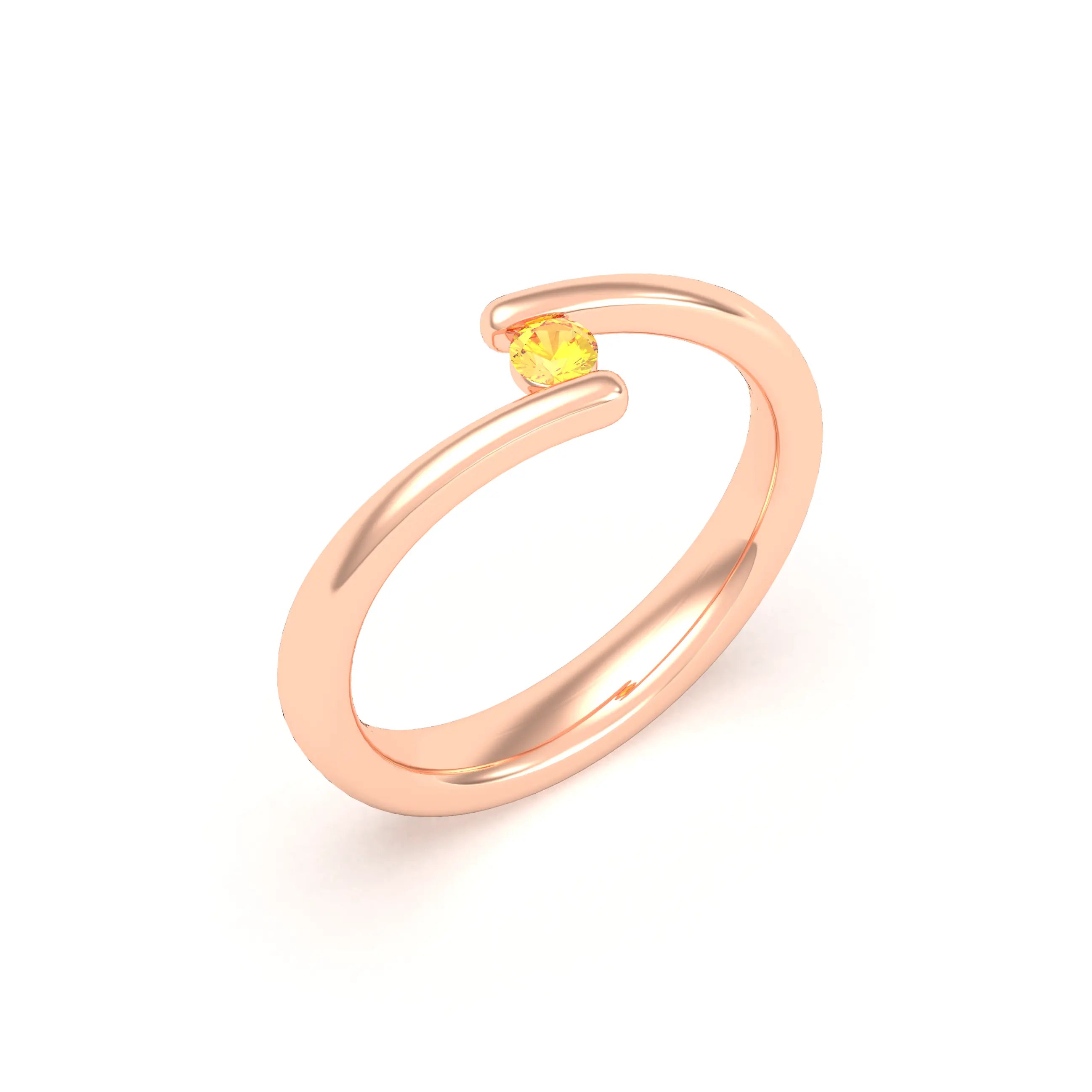 Bague Solitaire Naples en Or Rose 18k – La Poésie Précieuse Saphir jaune