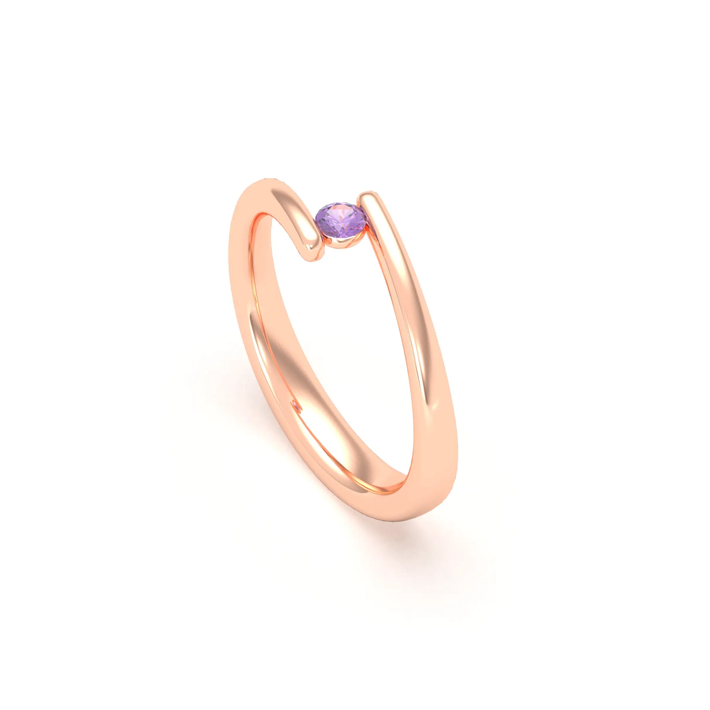 Bague Solitaire Naples en Or Rose 18k – La Poésie Précieuse