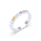 Bague New York en argent 950, joaillerie personnalisable à 5 pierres Améthystes - Topazes - Citrines