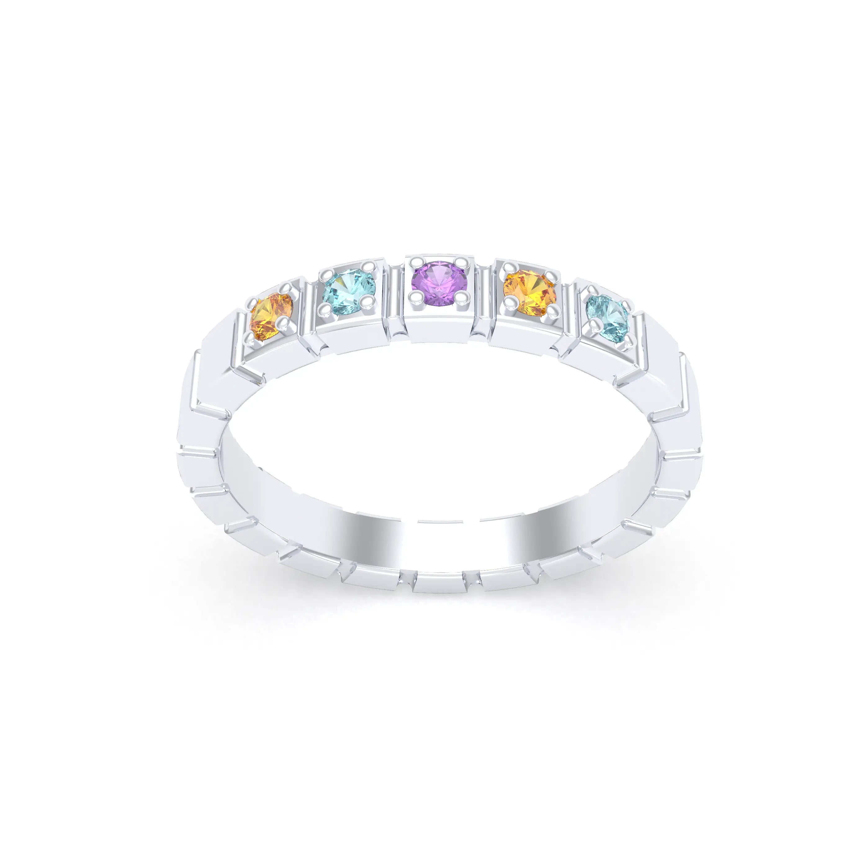 Bague New York en argent 950, joaillerie personnalisable à 5 pierres