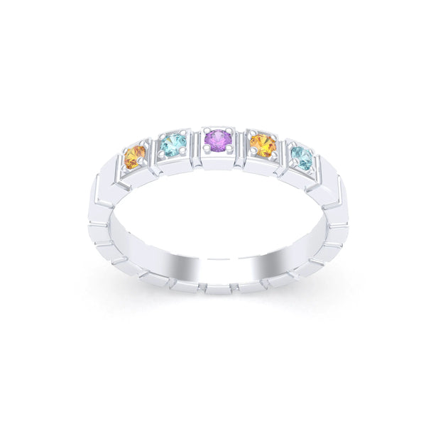 Bague New York en argent 950, joaillerie personnalisable à 5 pierres, autre vue