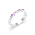 Bague New York en argent 950, joaillerie personnalisable à 5 pierres Améthystes - Citrines - Rhodolites