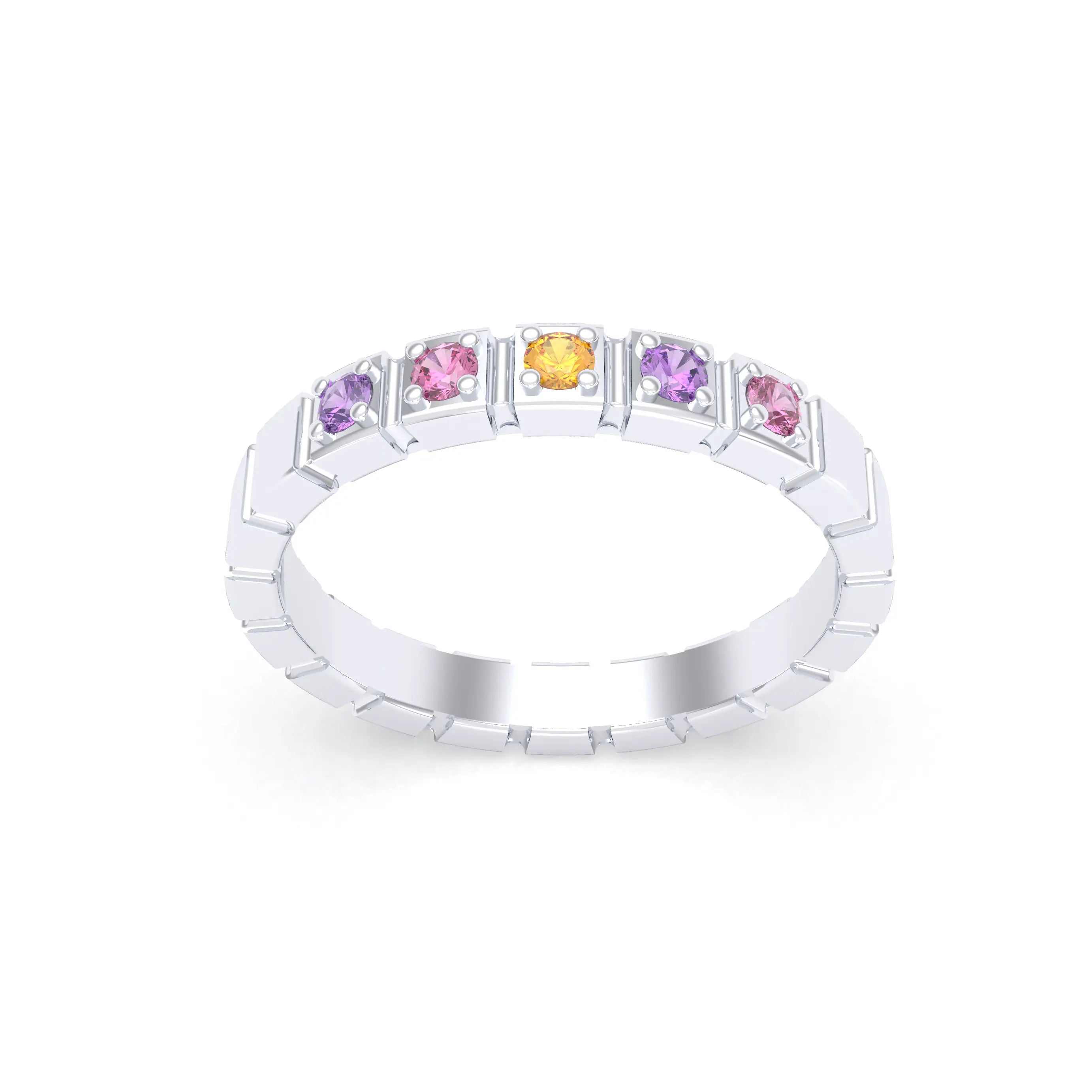 Bague New York en argent 950, joaillerie personnalisable à 5 pierres