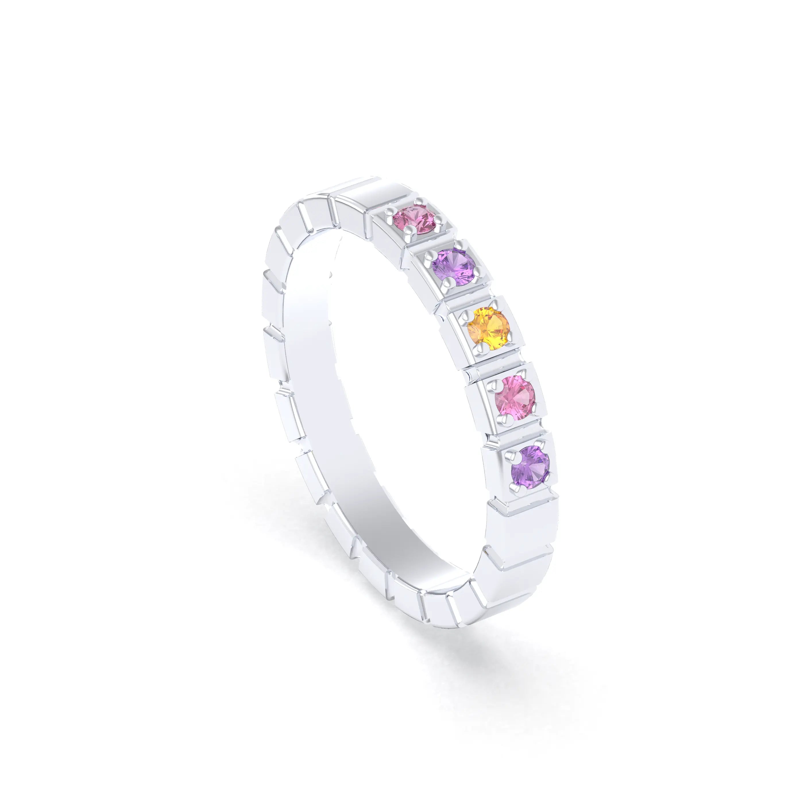 Bague New York en argent 950, joaillerie personnalisable à 5 pierres