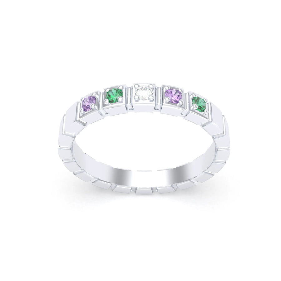 Bague de joaillerie en argent 950, vue de détail, fabriquée à l’atelier Bajoia de Sèvres