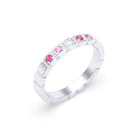 Bague New York en argent 950, joaillerie personnalisable à 5 pierres Diamant - Rubis - Saphir rose