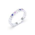 Bague New York en argent 950, joaillerie personnalisable à 5 pierres Diamant - Saphir bleu - Saphir violet