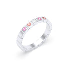 Bague New York en argent 950, joaillerie personnalisable à 5 pierres Diamant - Saphir pêche - Saphir rose