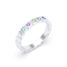 Bague New York en argent 950, joaillerie personnalisable à 5 pierres Péridots - Topazes - Améthystes