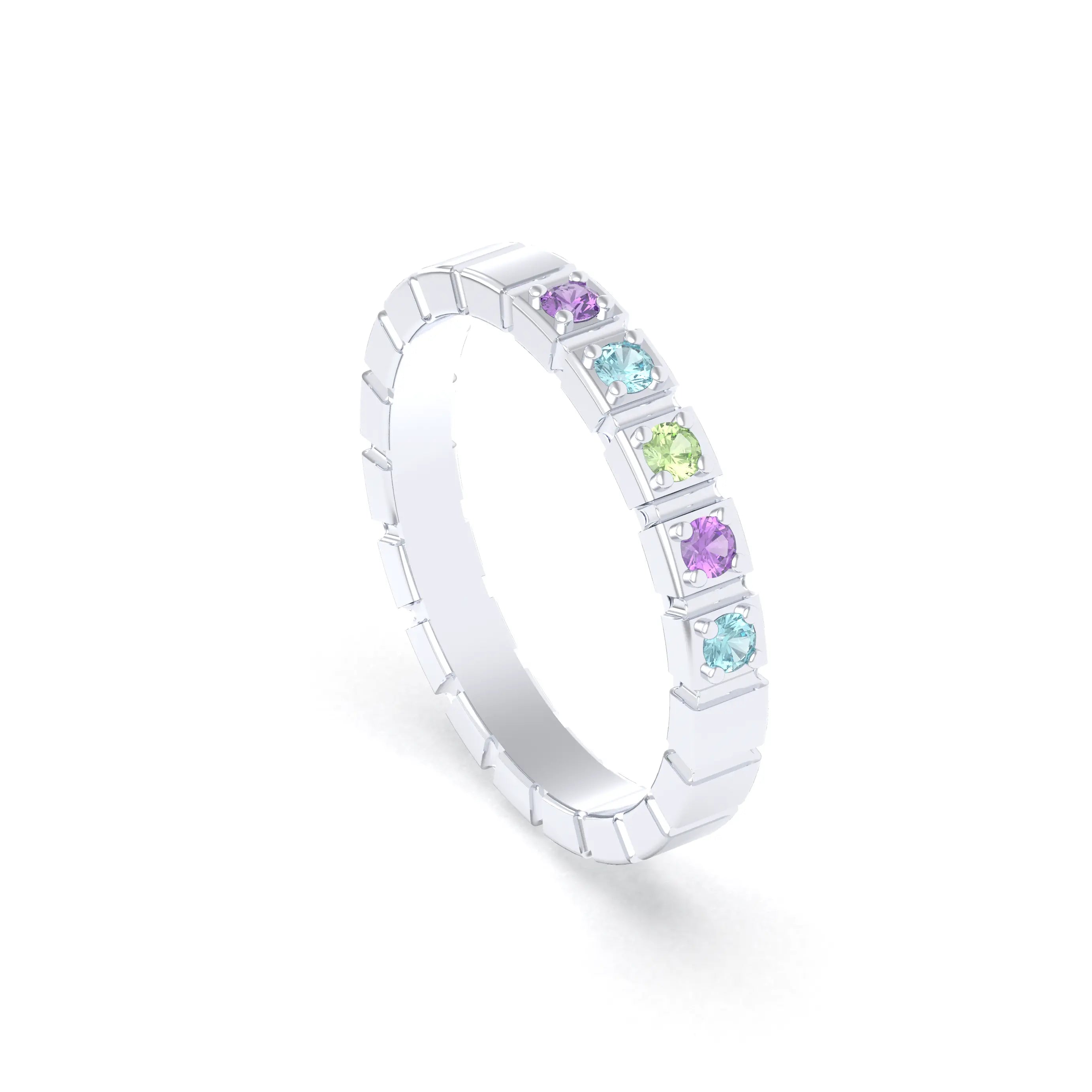 Bague New York en argent 950, joaillerie personnalisable à 5 pierres