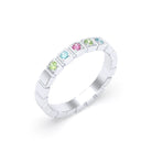 Bague New York en argent 950, joaillerie personnalisable à 5 pierres Rhodolite - Péridot - Topaze