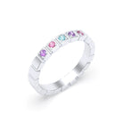 Bague New York en argent 950, joaillerie personnalisable à 5 pierres Améthystes - Topazes - Rhodolites
