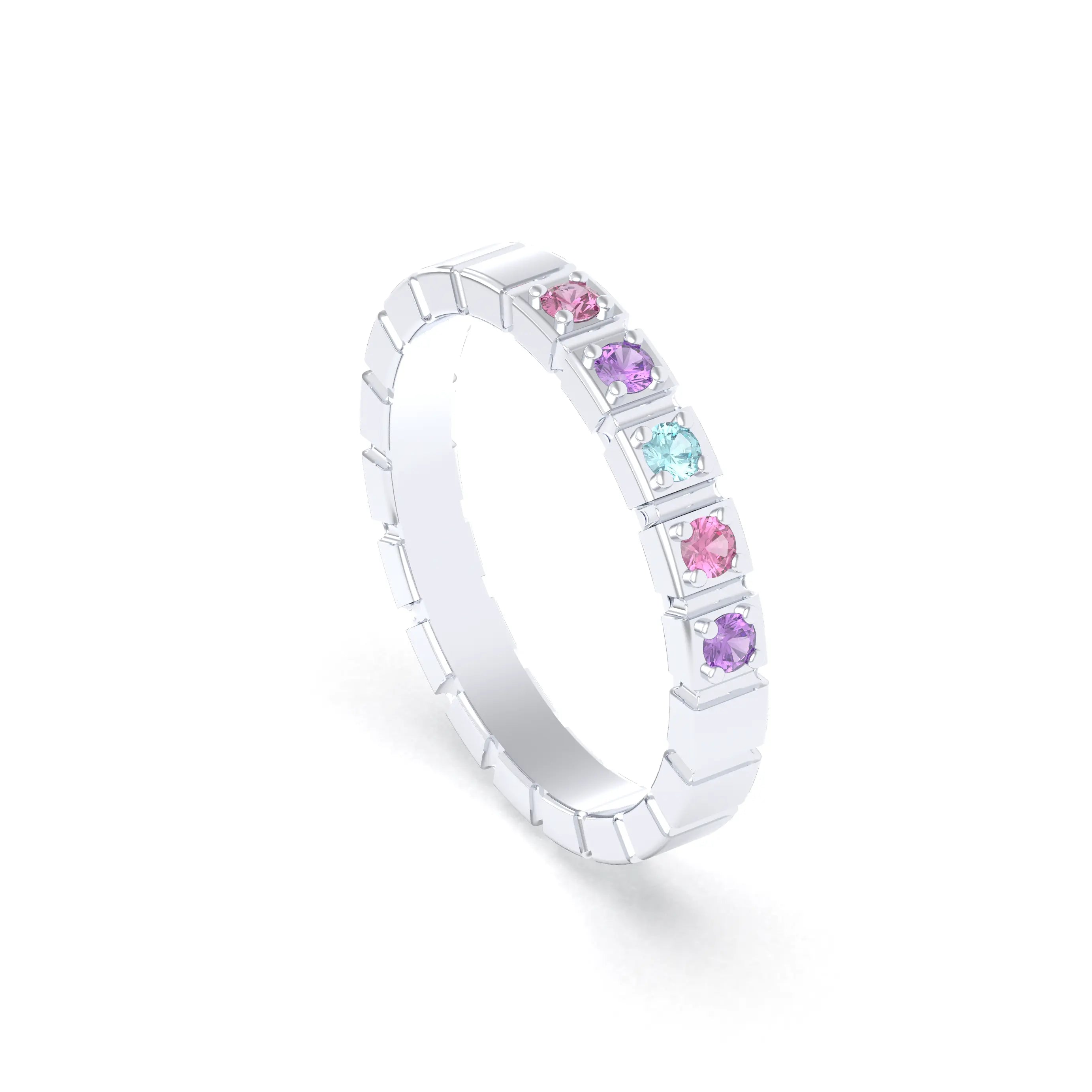 Bague New York en argent 950, joaillerie personnalisable à 5 pierres