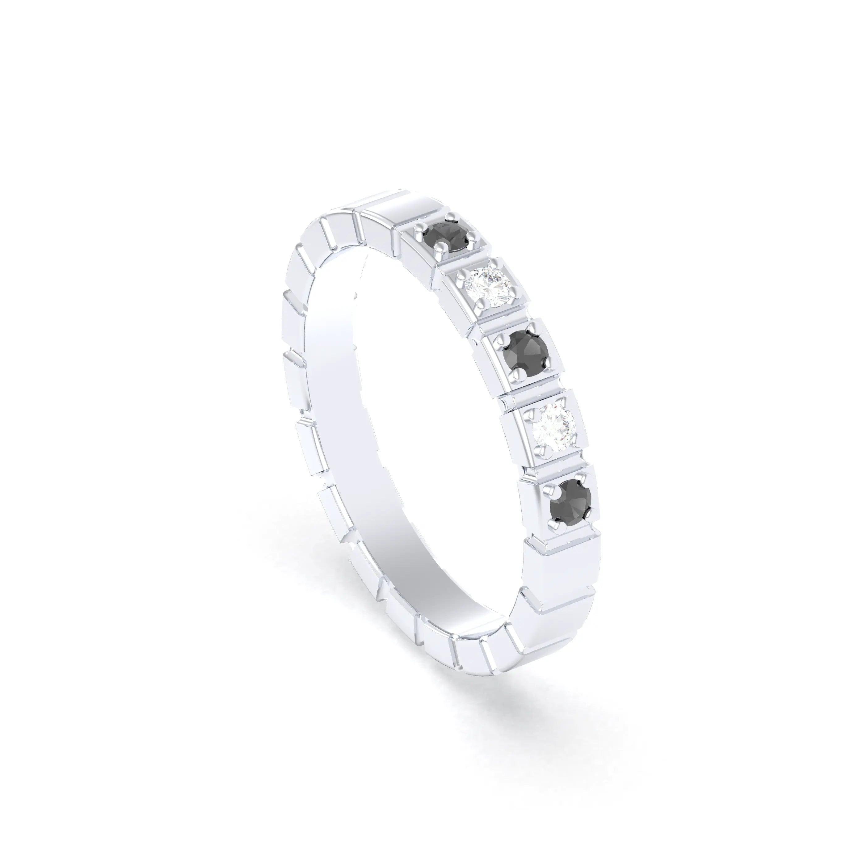 Bague New York en or blanc 18 carats, joaillerie personnalisable à 5 pierres