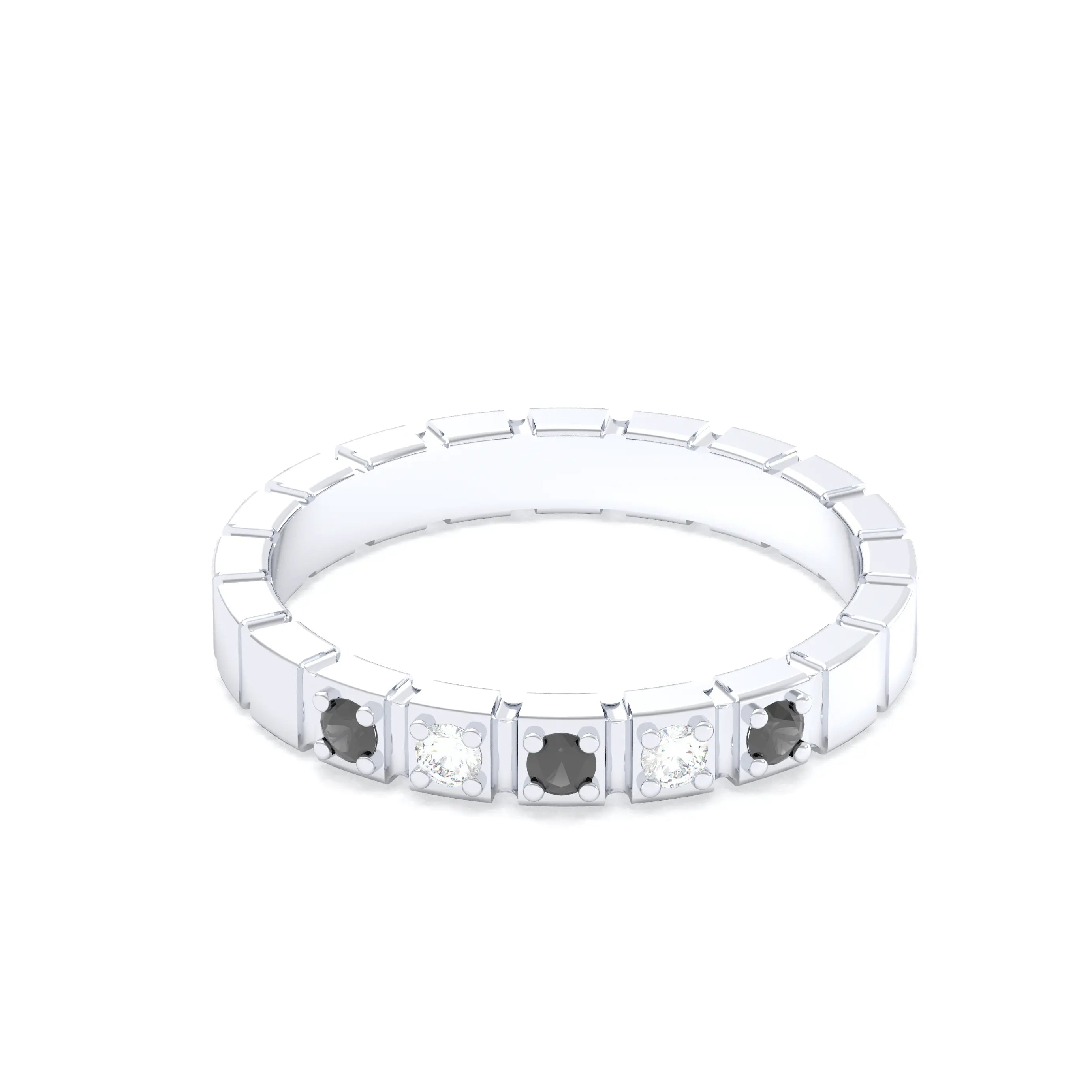 Bague New York en or blanc 18 carats, joaillerie personnalisable à 5 pierres