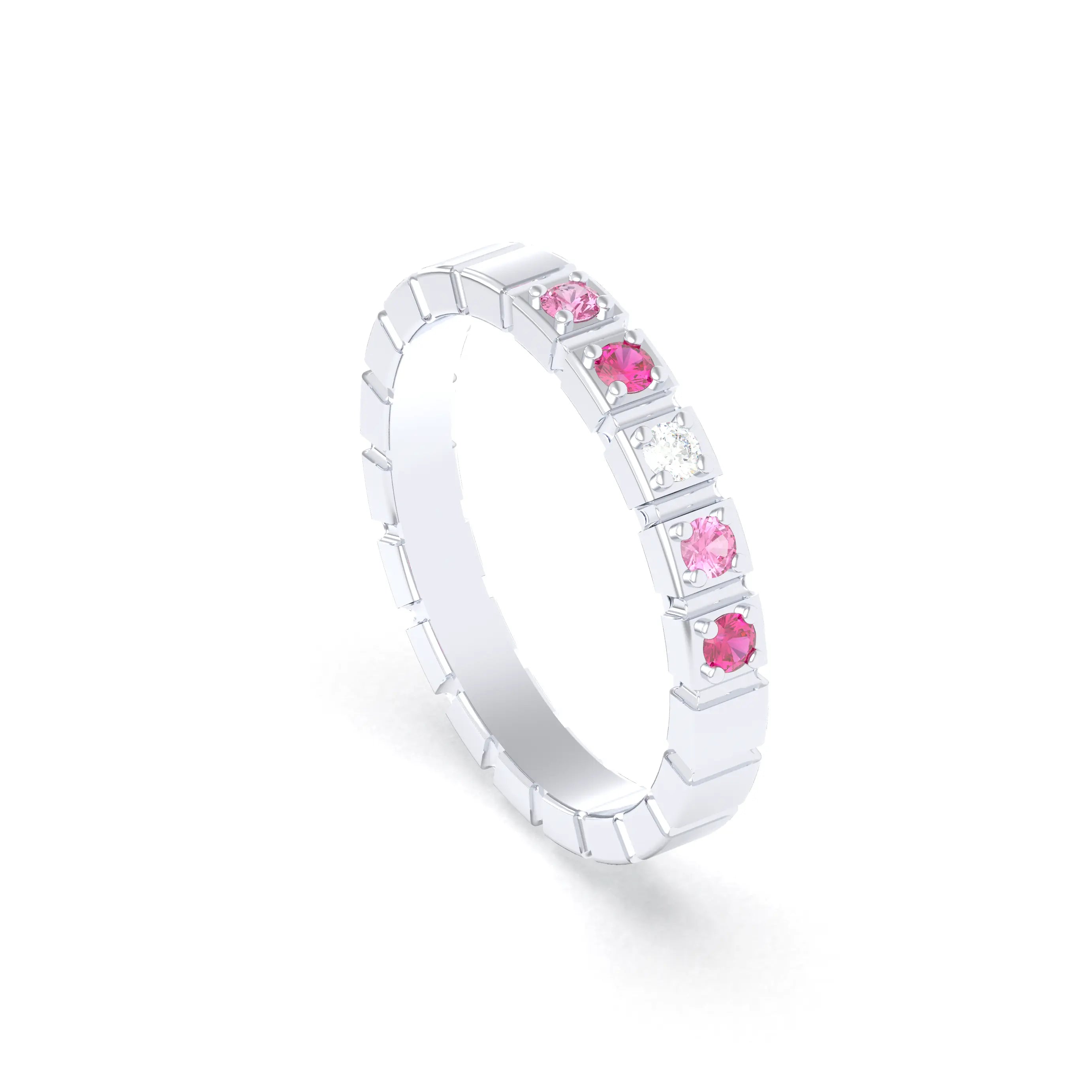Bague New York en or blanc 18 carats, joaillerie personnalisable à 5 pierres