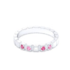Bague New York en or blanc 18 carats, joaillerie personnalisable à 5 pierres