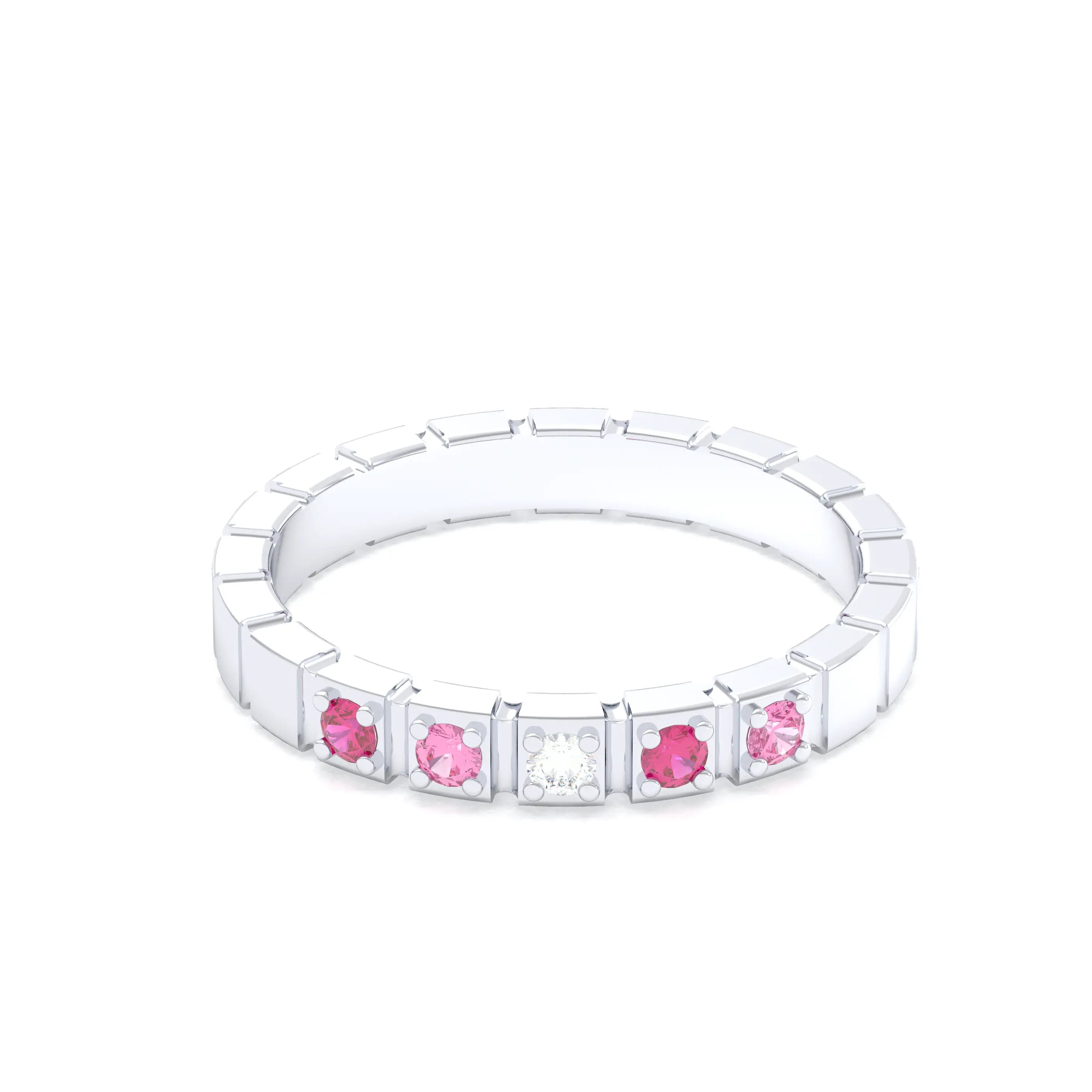 Bague New York en or blanc 18 carats, joaillerie personnalisable à 5 pierres
