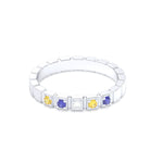 Bague New York en or blanc 18 carats, joaillerie personnalisable à 5 pierres