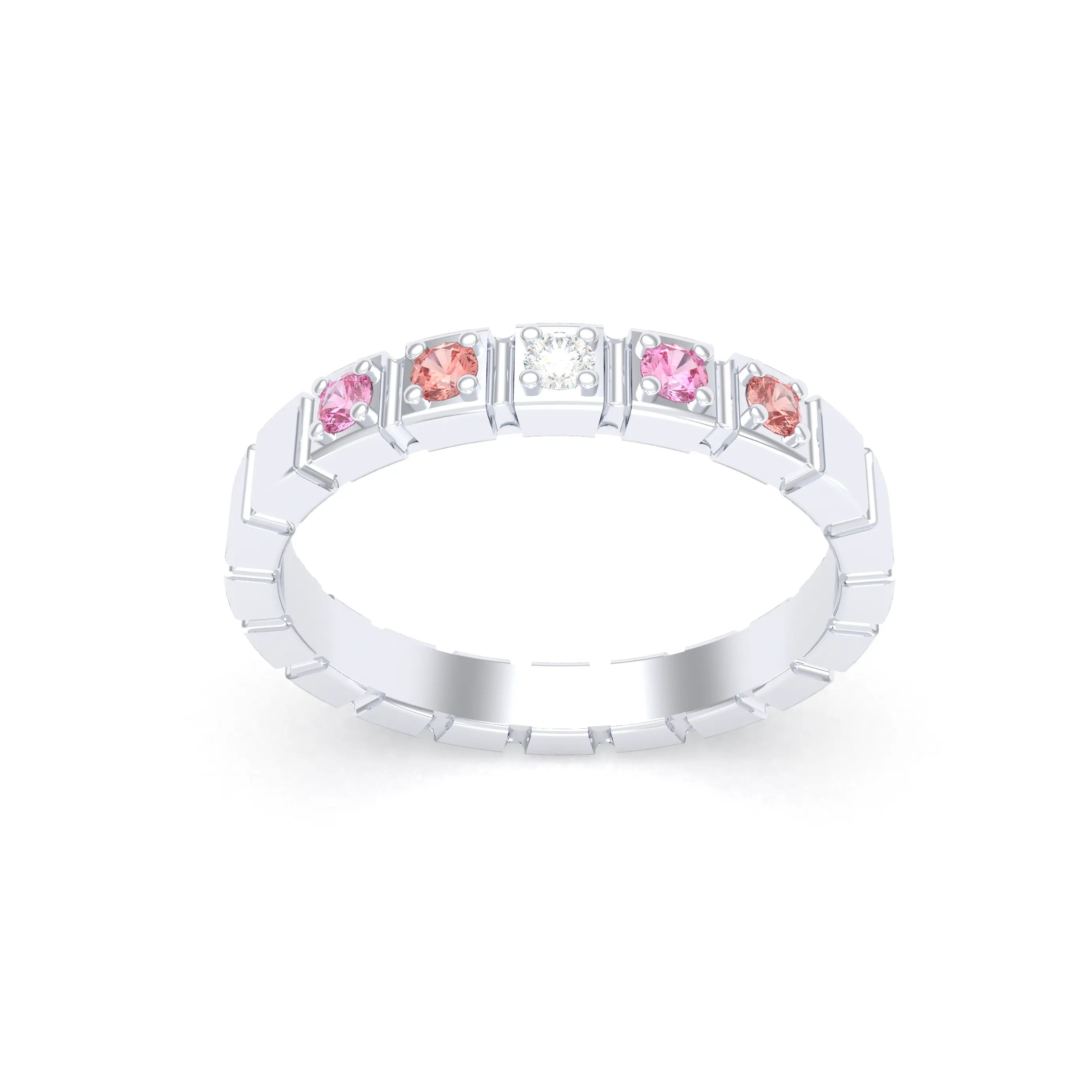 Bague New York en or blanc 18 carats, joaillerie personnalisable à 5 pierres