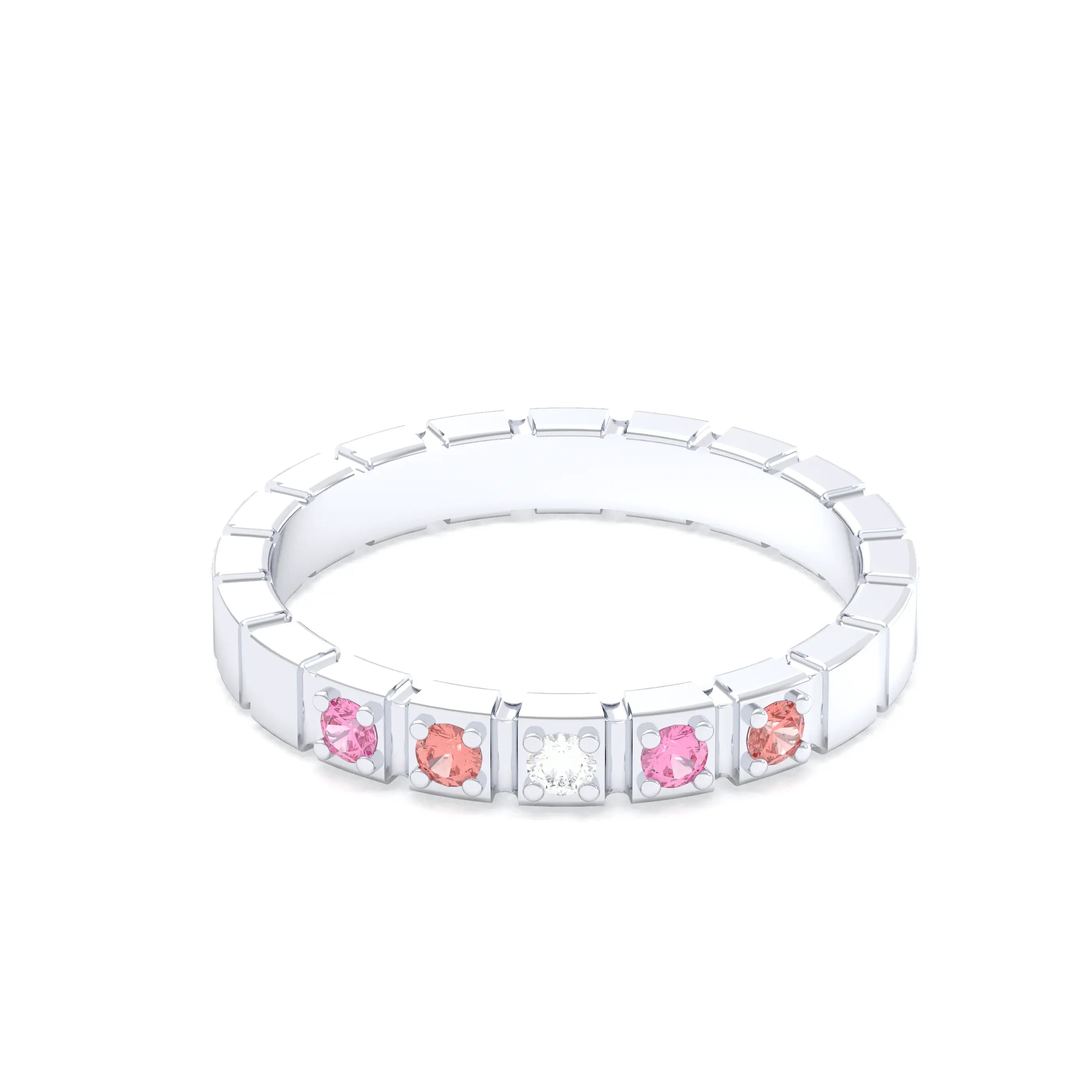 Bague New York en or blanc 18 carats, joaillerie personnalisable à 5 pierres