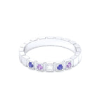 Bague New York en or blanc 18 carats, joaillerie personnalisable à 5 pierres