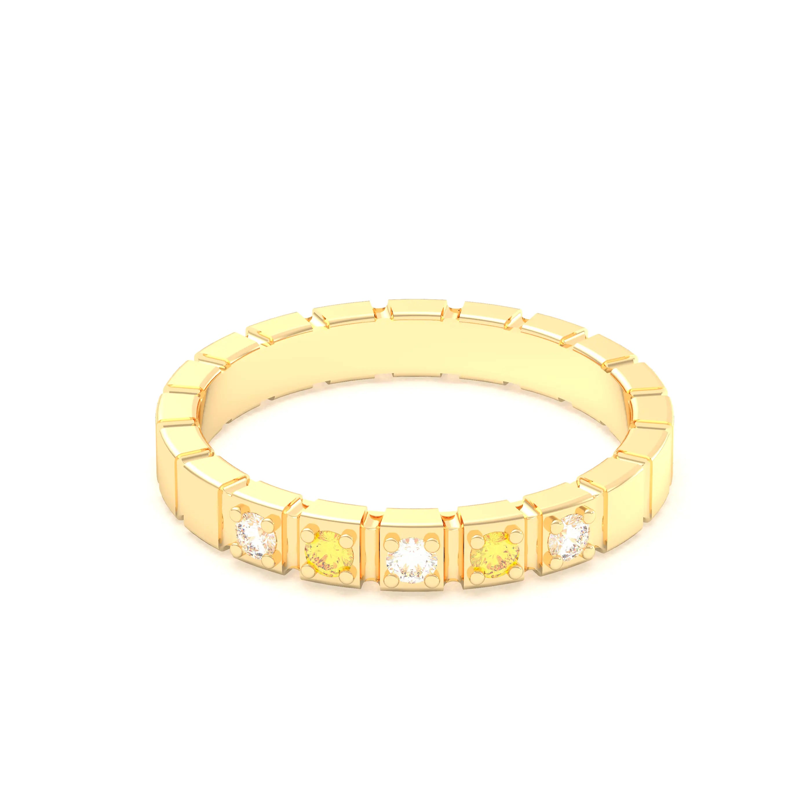 Bague New York en or jaune 18 carats, joaillerie personnalisable à 5 pierres
