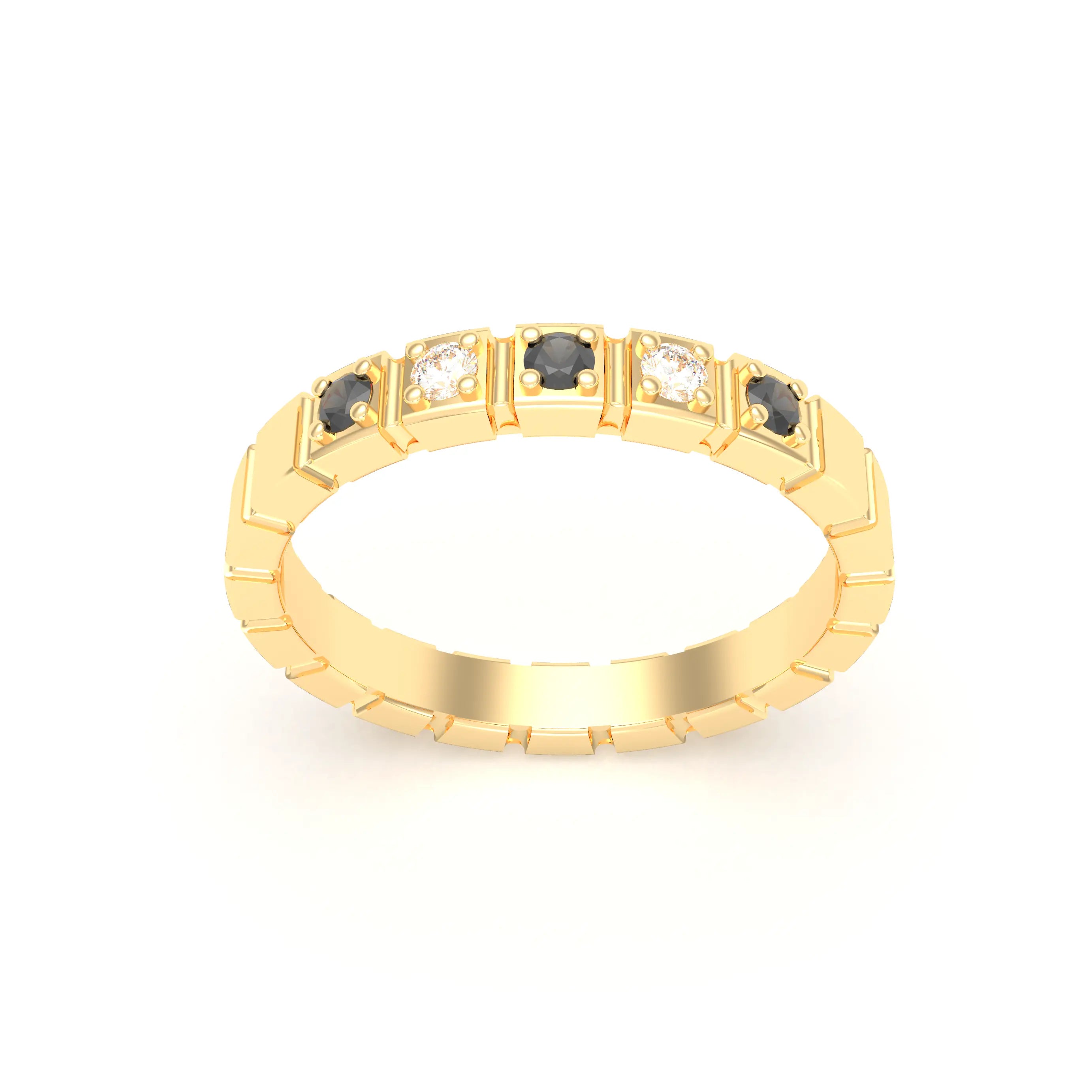 Bague New York en or jaune 18 carats, joaillerie personnalisable à 5 pierres