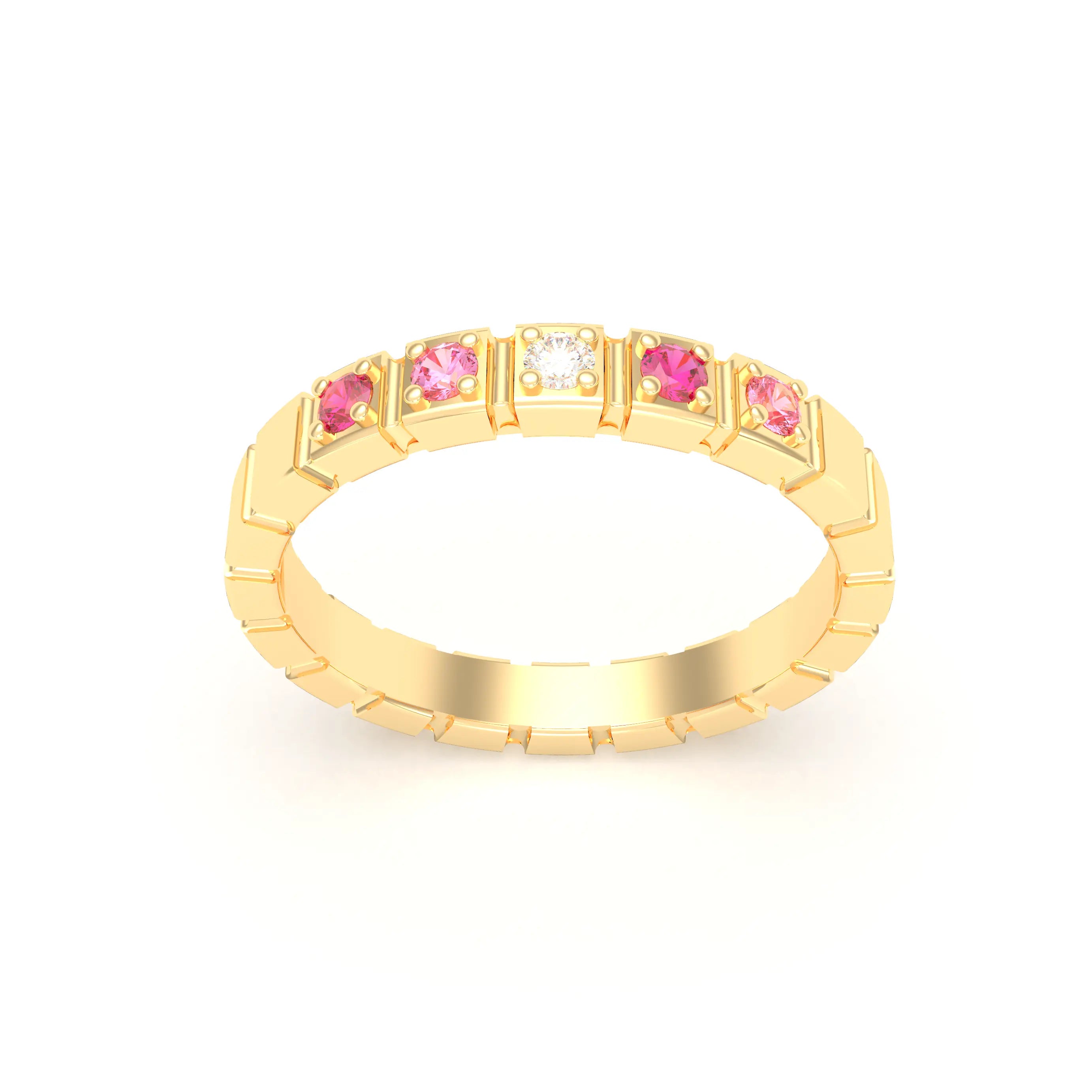 Bague New York en or jaune 18 carats, joaillerie personnalisable à 5 pierres