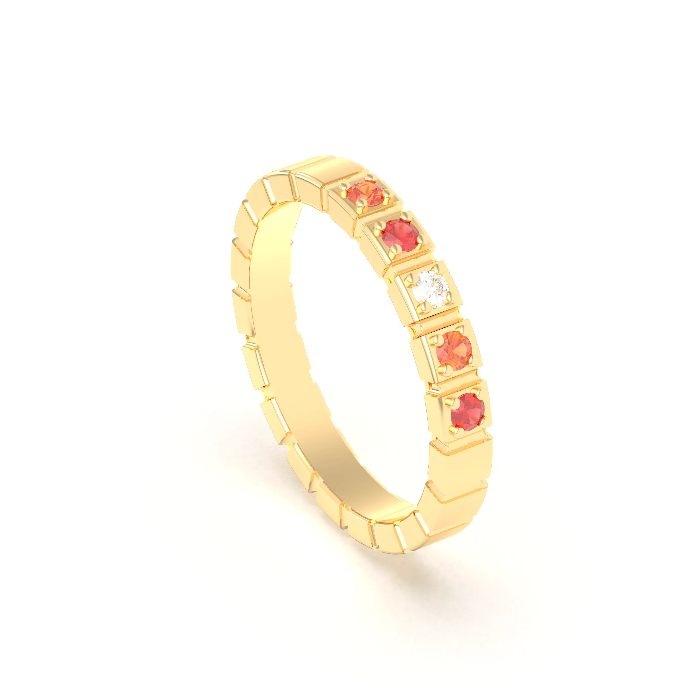 Bague New York en or jaune 18 carats, joaillerie personnalisable à 5 pierres