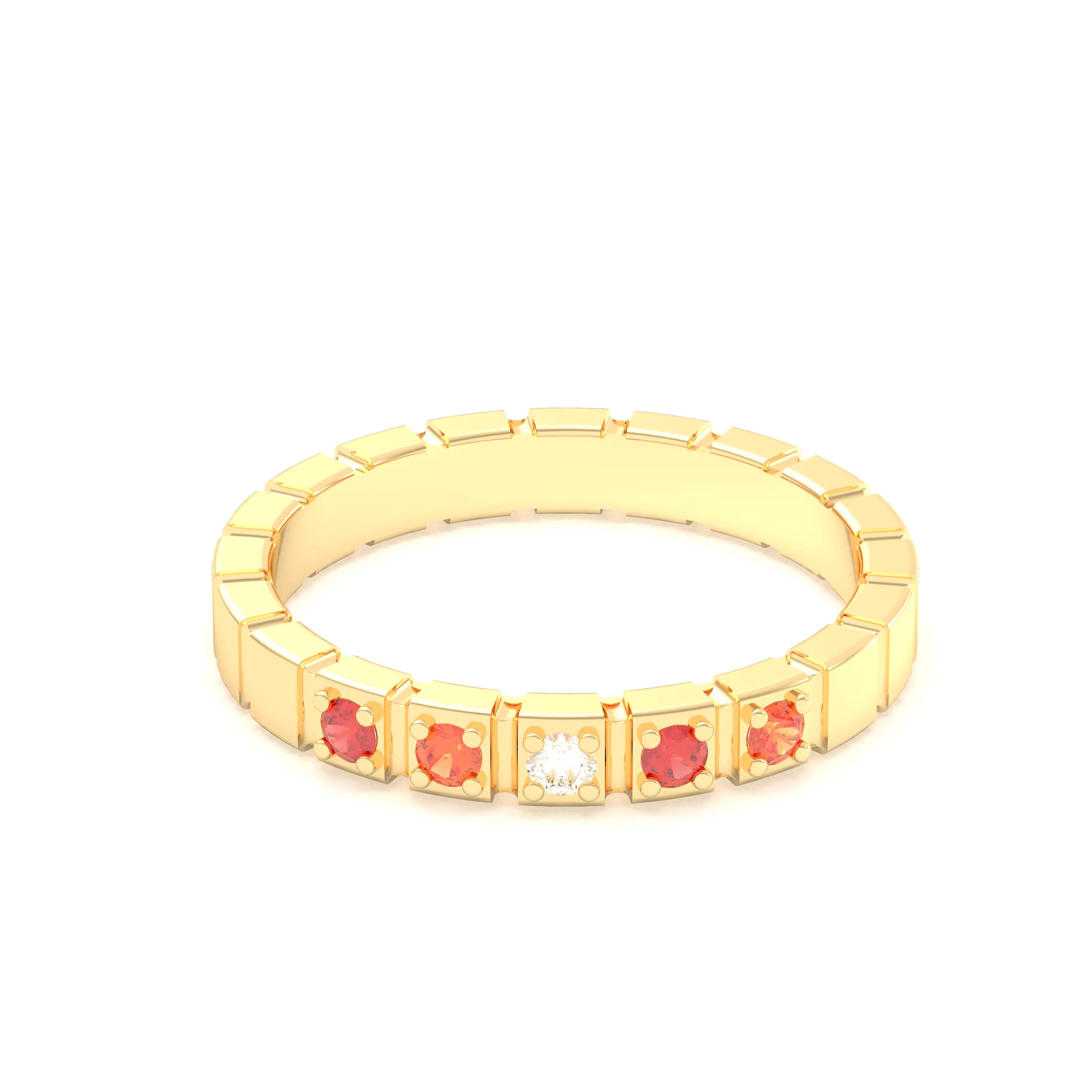 Bague New York en or jaune 18 carats, joaillerie personnalisable à 5 pierres