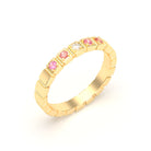 Bague New York en or jaune 18 carats, joaillerie personnalisable à 5 pierres Diamant - Saphir pêche - Saphir rose