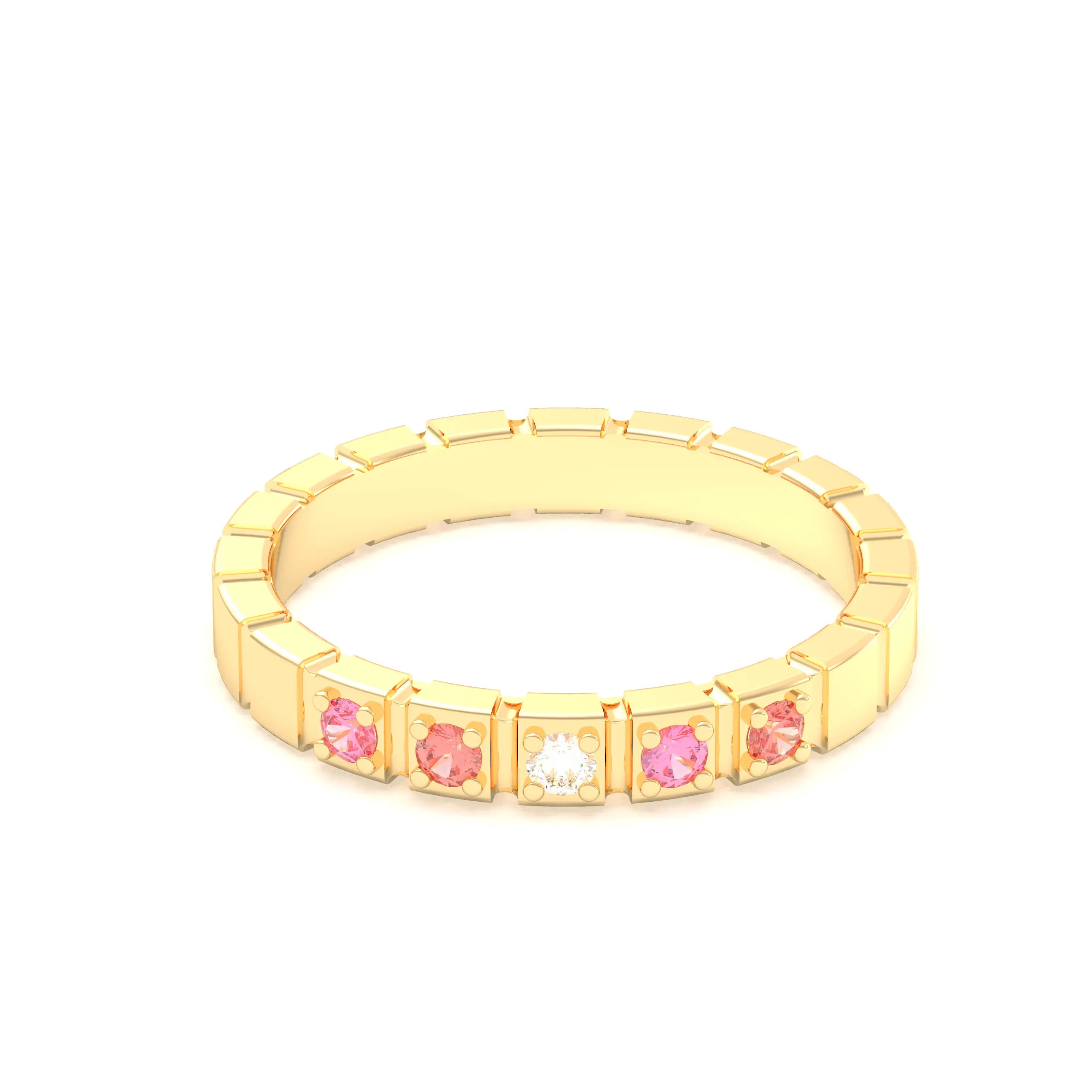 Bague New York en or jaune 18 carats, joaillerie personnalisable à 5 pierres