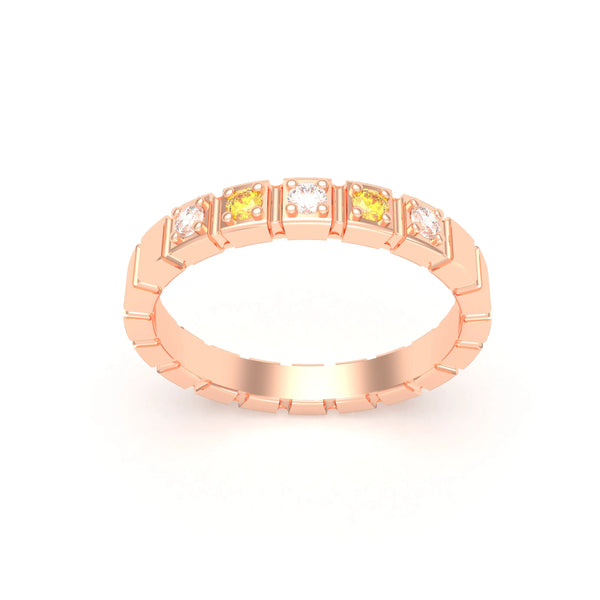 Bague New York en or rose 18 carats, joaillerie personnalisable à 5 pierres, autre vue