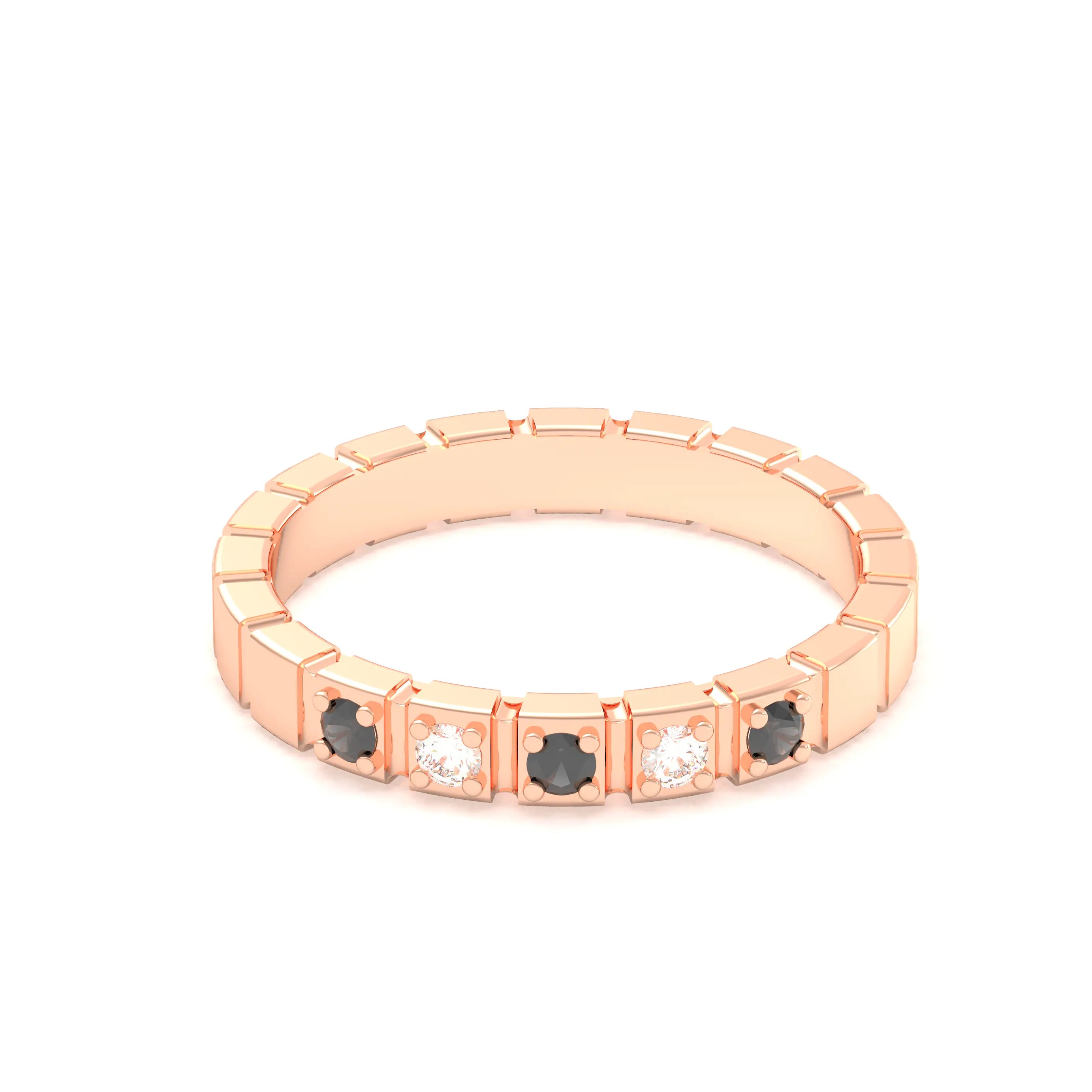 Bague New York en or rose 18 carats, joaillerie personnalisable à 5 pierres
