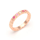Bague New York en or rose 18 carats, joaillerie personnalisable à 5 pierres Diamant - Rubis - Saphir rose