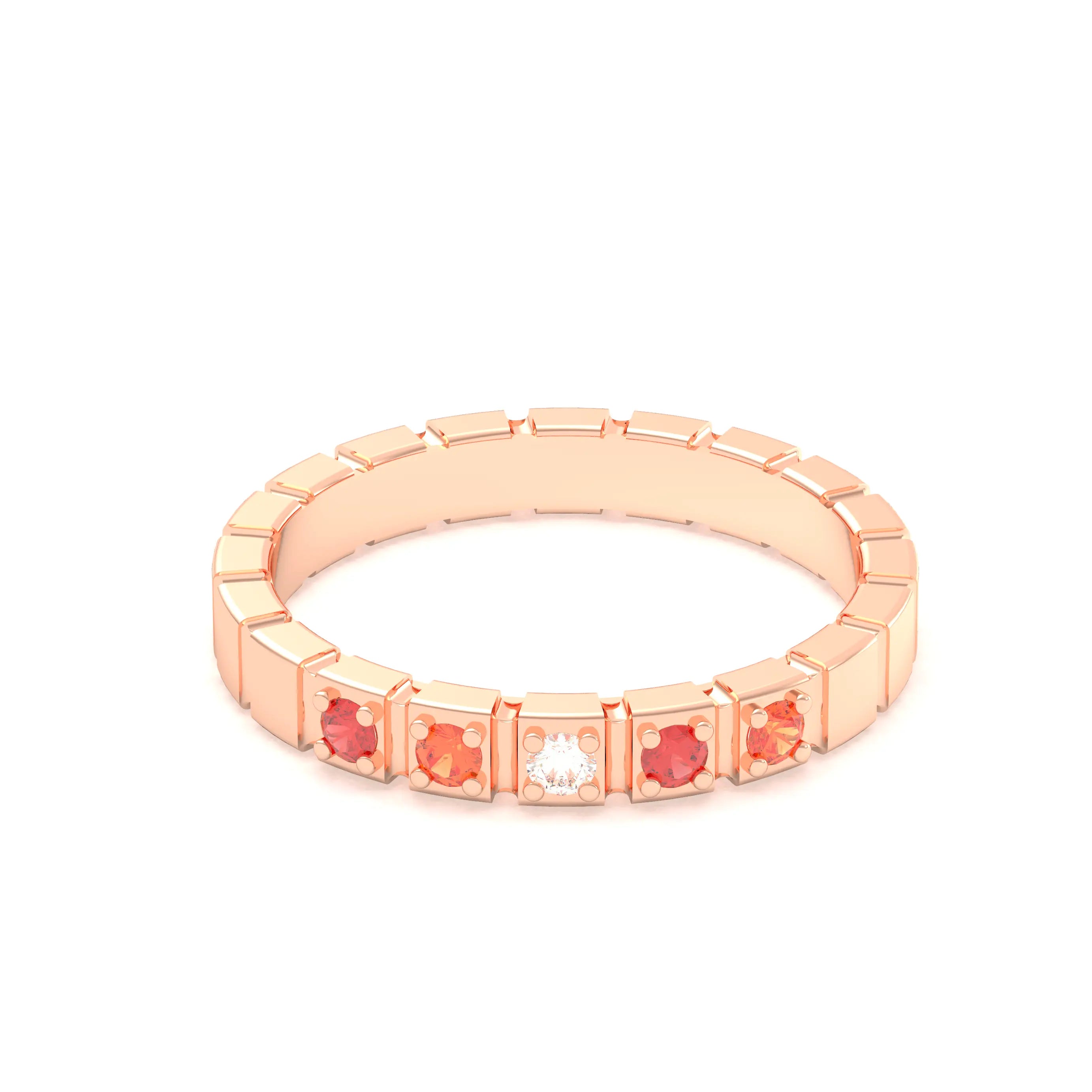 Bague New York en or rose 18 carats, joaillerie personnalisable à 5 pierres
