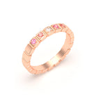 Bague New York en or rose 18 carats, joaillerie personnalisable à 5 pierres Diamant - Saphir pêche - Saphir rose
