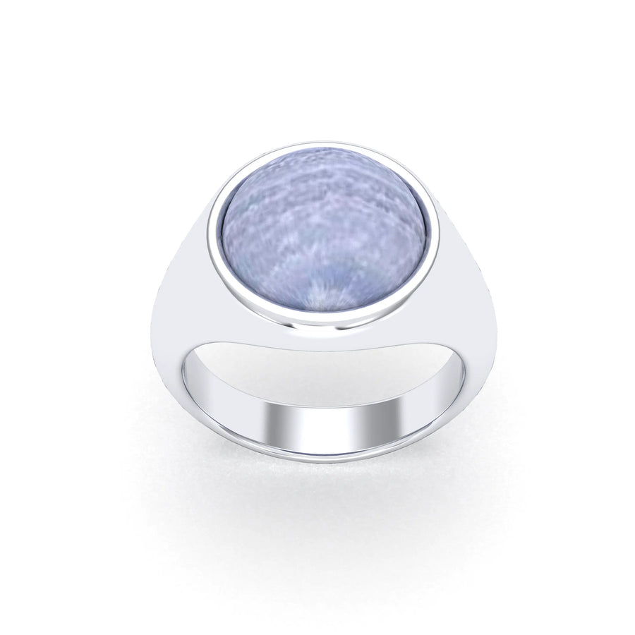 Bague de joaillerie en argent 950, vue de détail, fabriquée à l’atelier Bajoia de Sèvres
