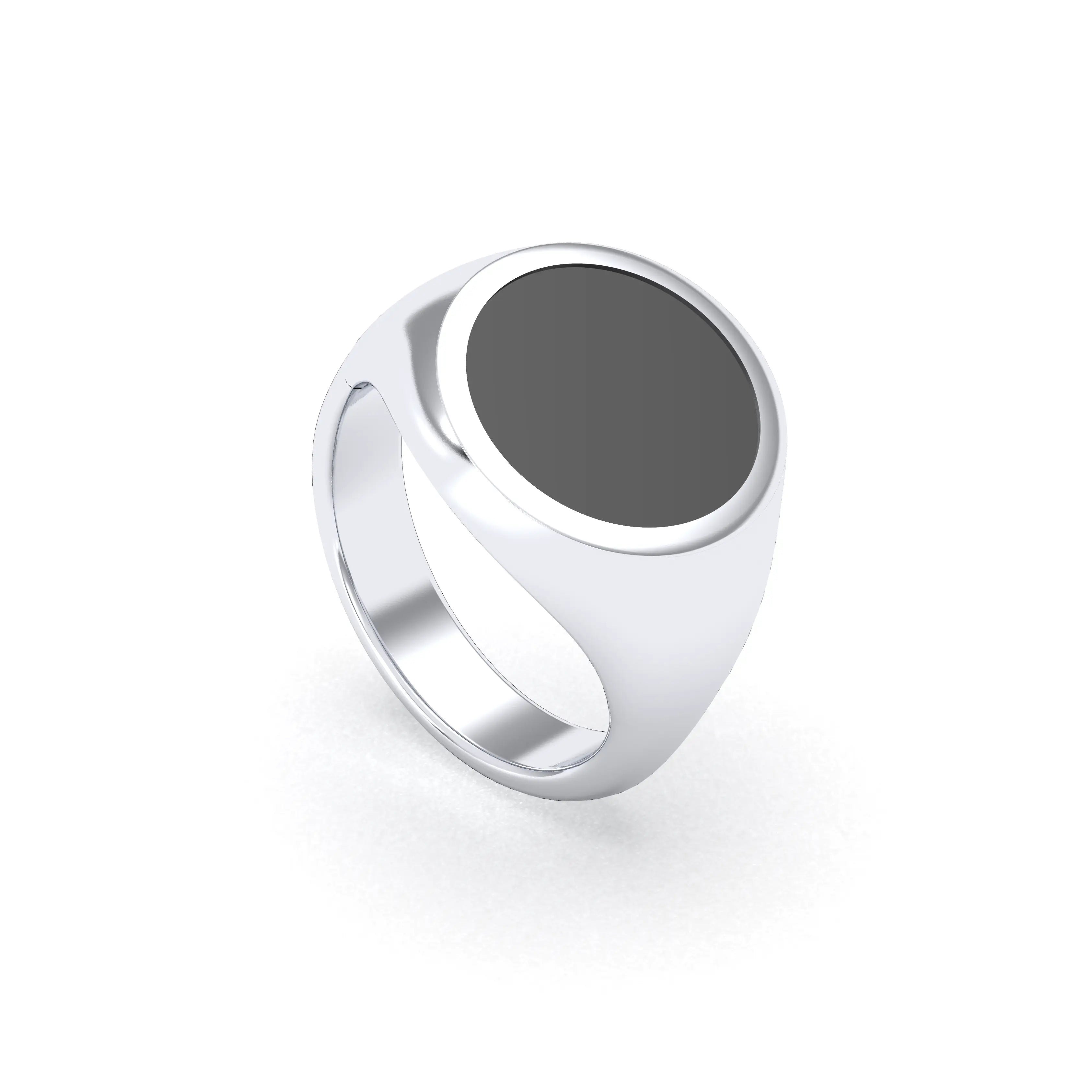 Bague femme Noé en argent 950, chevalière à pierre fine plate au choix