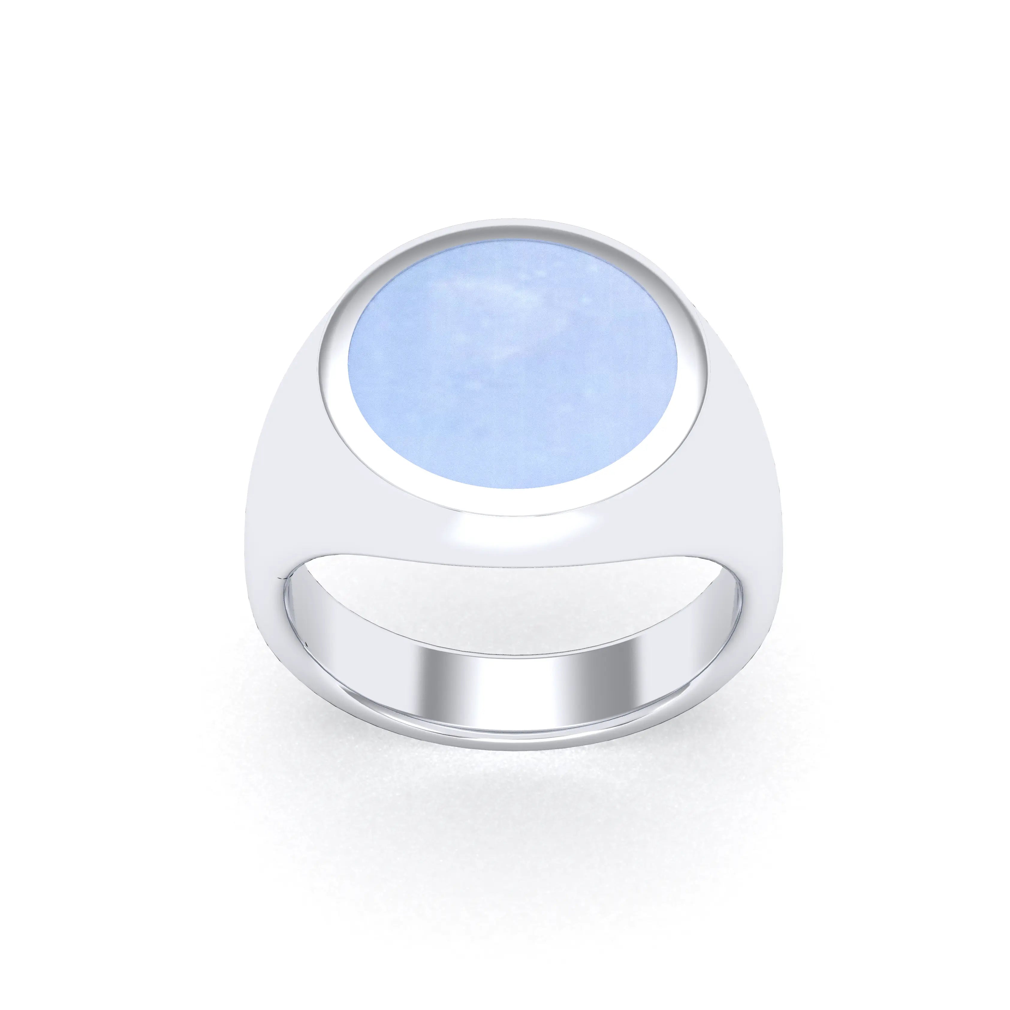 Bague femme Noé en argent 950, chevalière à pierre fine plate au choix
