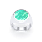Bague femme Noé en argent 950, chevalière à pierre fine plate au choix