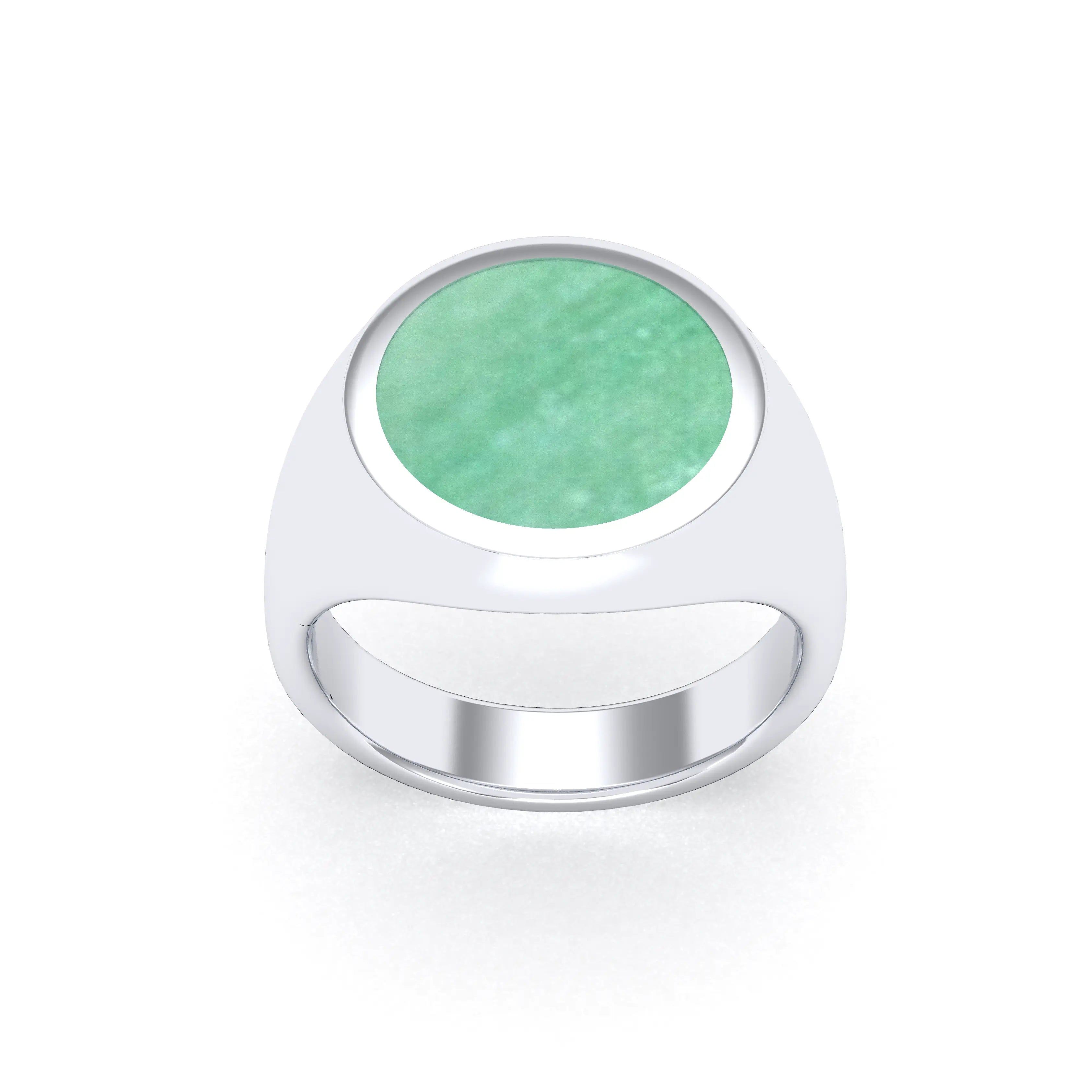 Bague femme Noé en argent 950, chevalière à pierre fine plate au choix