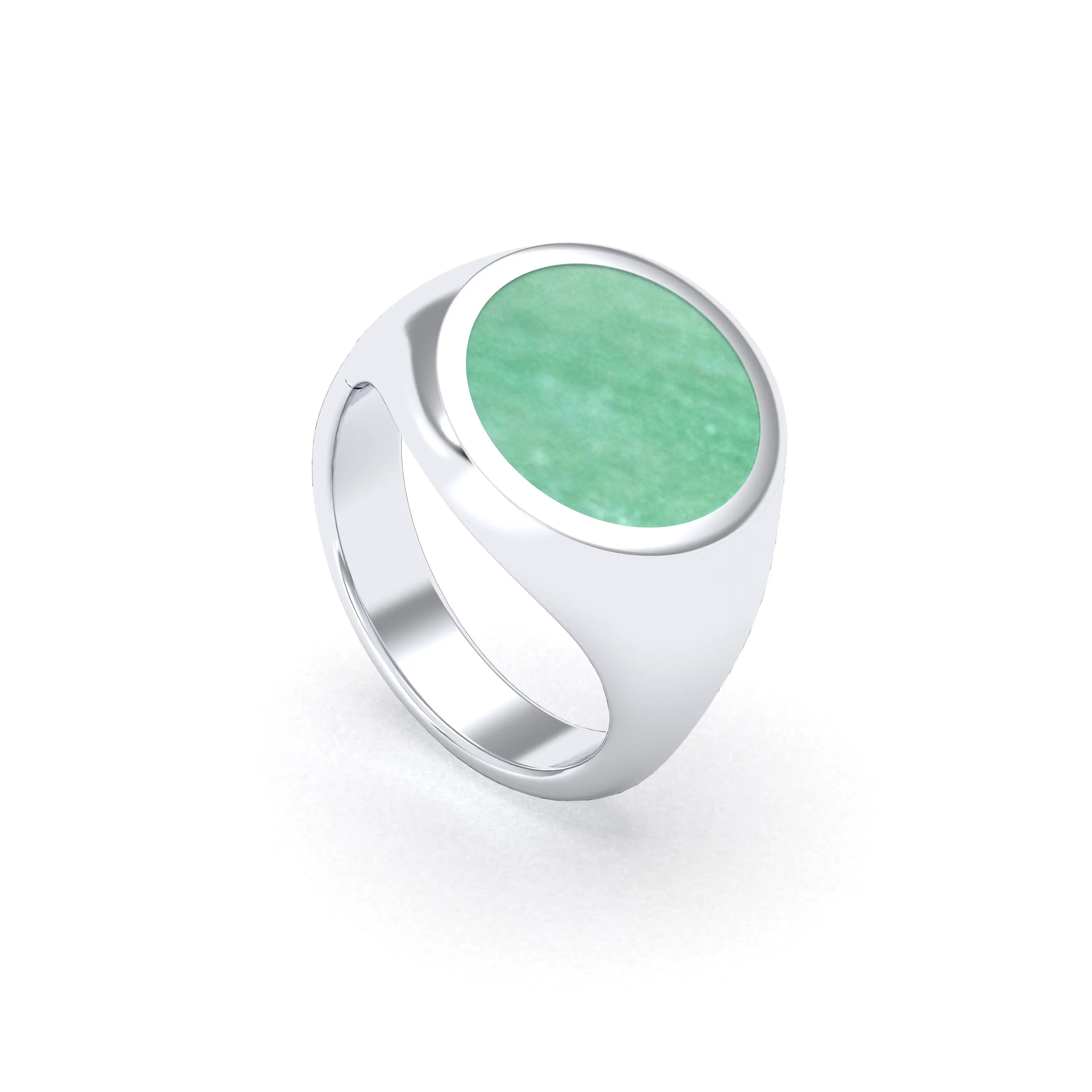 Bague femme Noé en argent 950, chevalière à pierre fine plate au choix