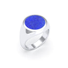 Bague femme Noé en argent 950, chevalière à pierre fine plate au choix Lapis Lazuli