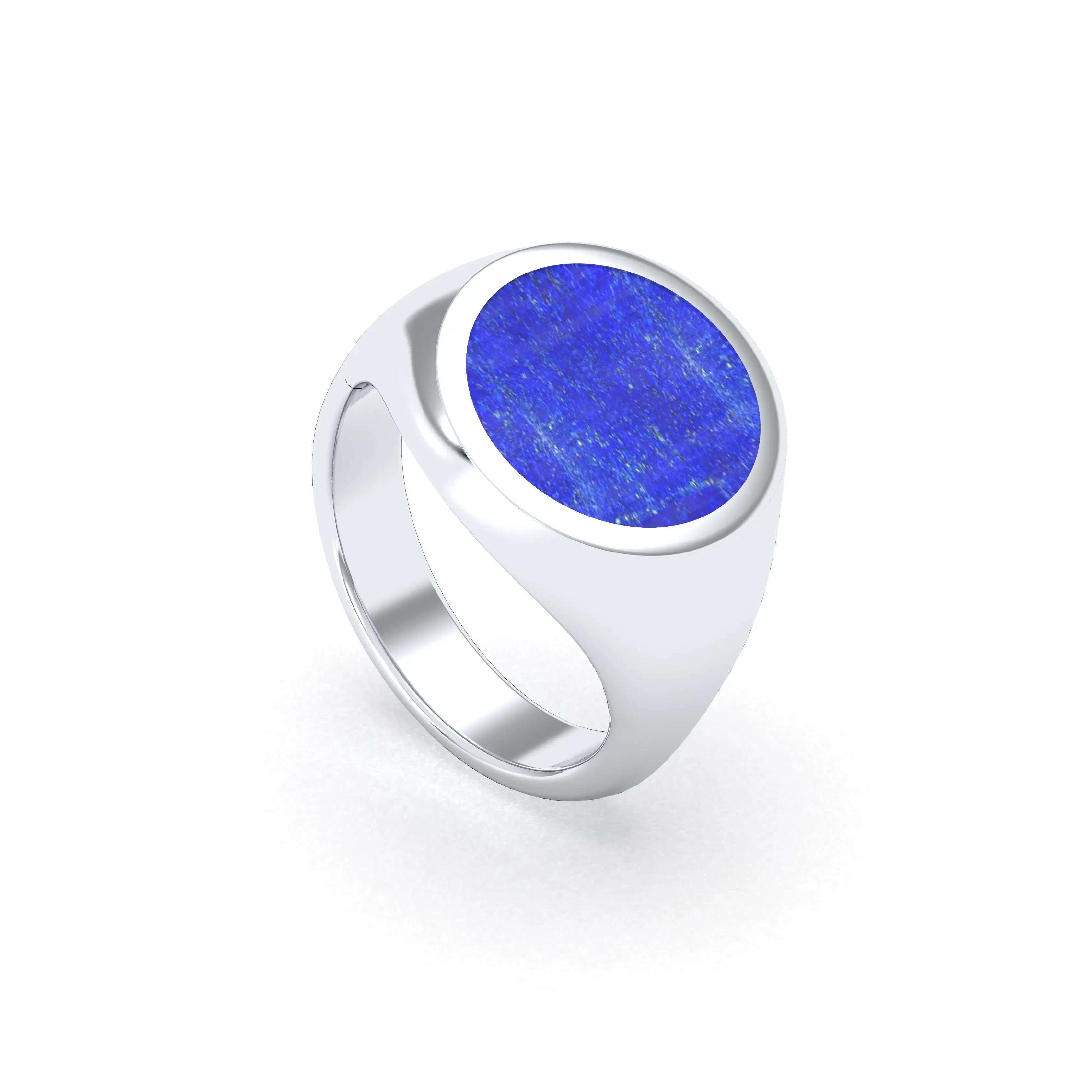 Bague femme Noé en argent 950, chevalière à pierre fine plate au choix