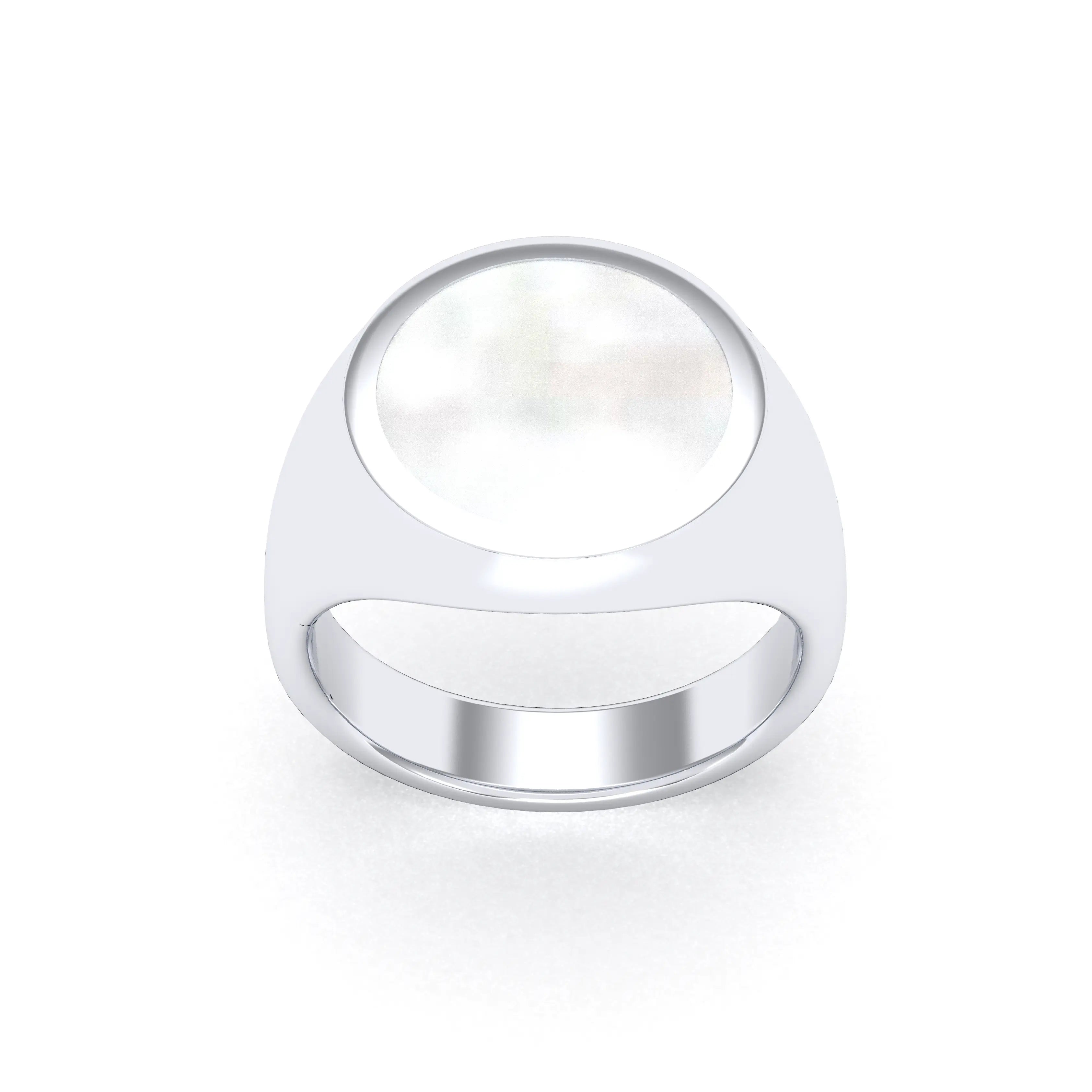 Bague femme Noé en argent 950, chevalière à pierre fine plate au choix
