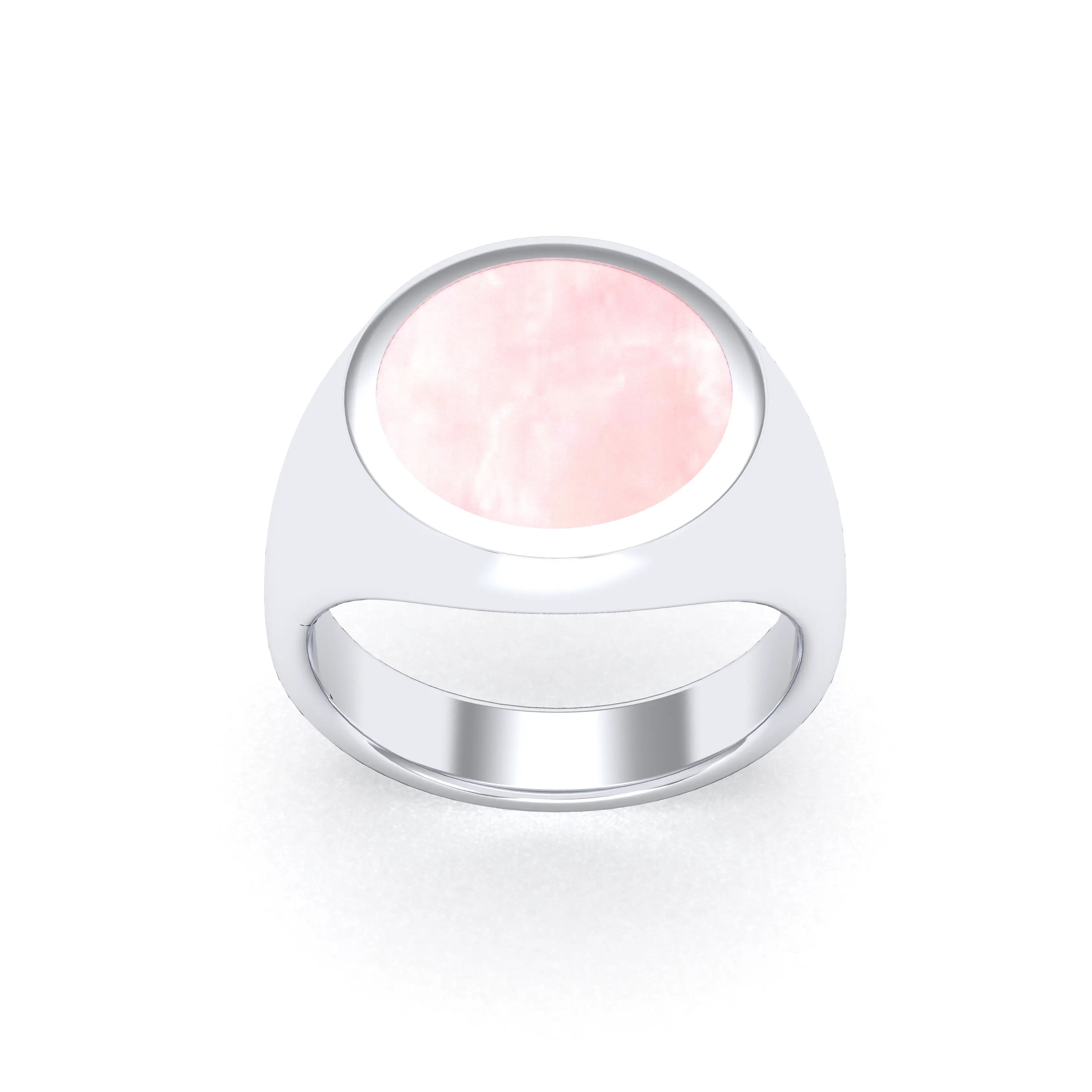 Bague femme Noé en argent 950, chevalière à pierre fine plate au choix